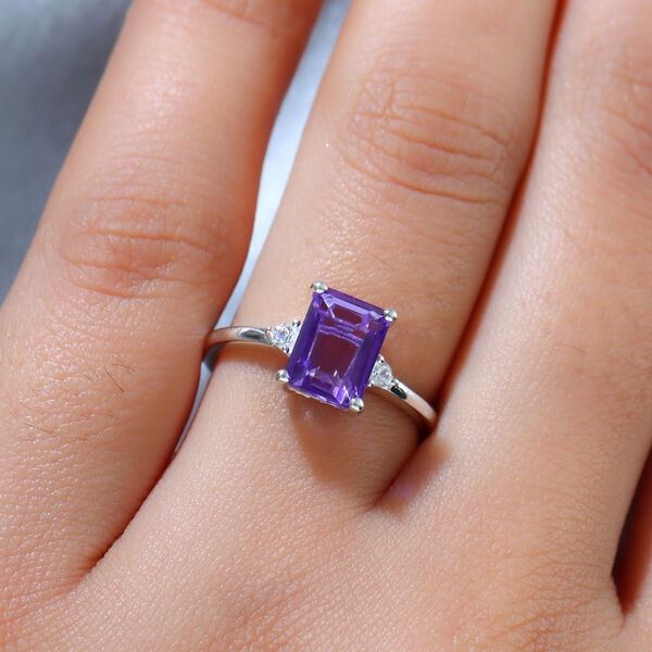Lavendel Alexit Triplett Quarz und Zirkon-Ring - 2,12 ct. image number 3