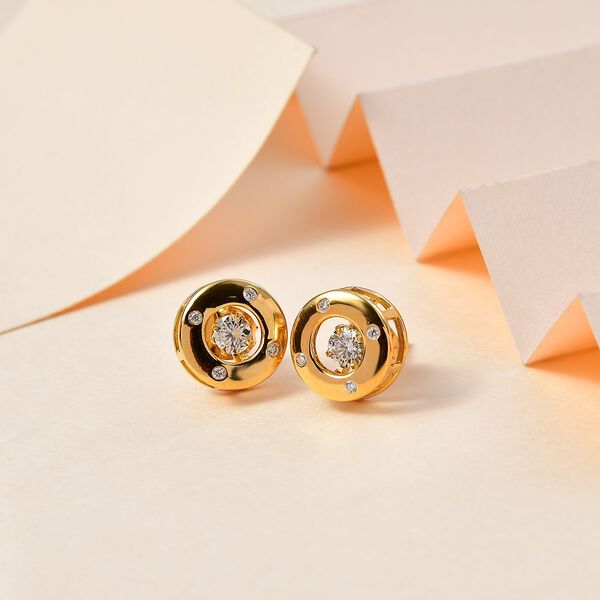 Moissanit Ohrringe, 925 Silber 750 Gelbgold Vermeil - 0,58 ct. image number 2