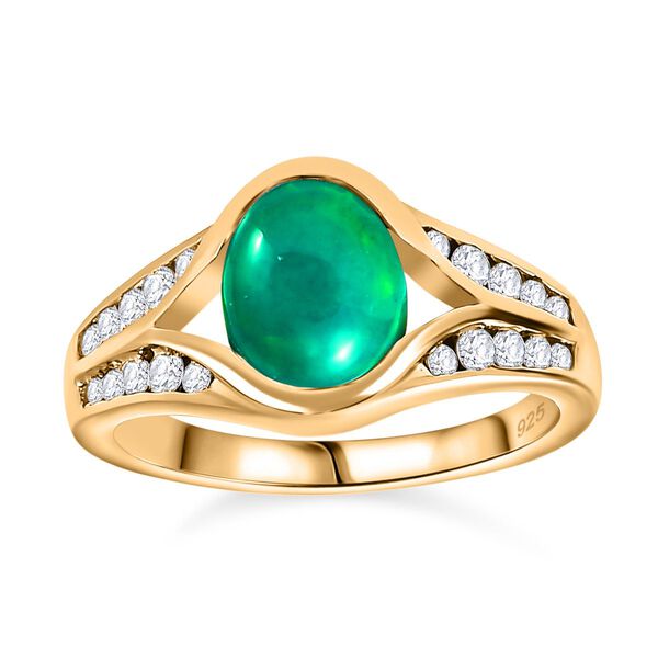 AA grüner äthiopischer Welo Opal und Zirkon-Ring - 1,42 ct. image number 4