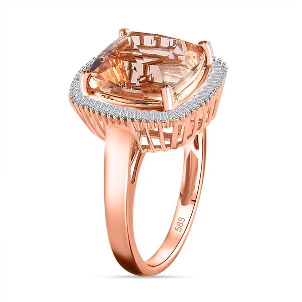 AAA Moroppino Morganit, Weißer Diamant Ring, 585 Gold (Größe 18.00) ca. 6.78 ct image number 5