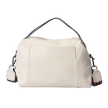 Exklusive Lederkollektion, Umh&auml;ngetasche, echtes Leder mit Futter, Rei&szlig;verschluss und mehreren Taschen, Elfenbein