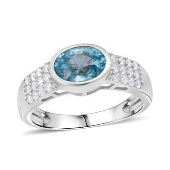 D'Joy AA blauer Zirkon und Moissanit Ring - 2,32 ct.