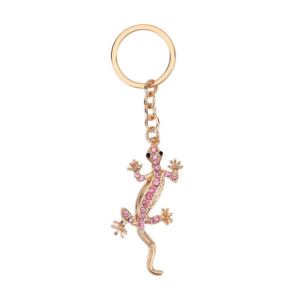 3er Set - Schl&uuml;sselanh&auml;ngern inklusive Muster (Gecko, Fl&uuml;gel und Herz), Rosa Kristall mit Gold image number 7