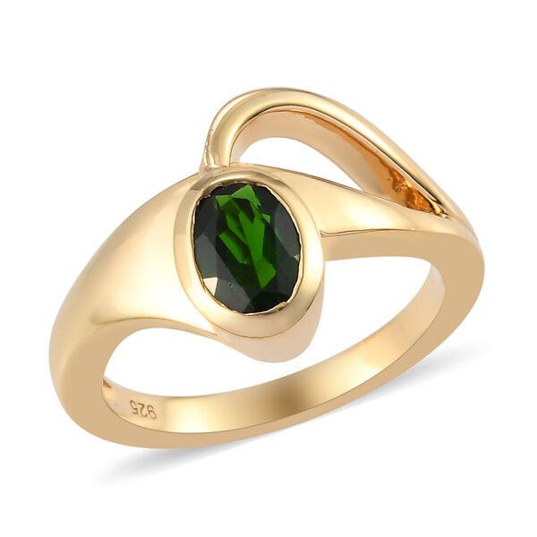 Nat&uuml;rlicher Chromdiopsid Ring 925 Silber vergoldet  ca. 0,72 ct image number 4