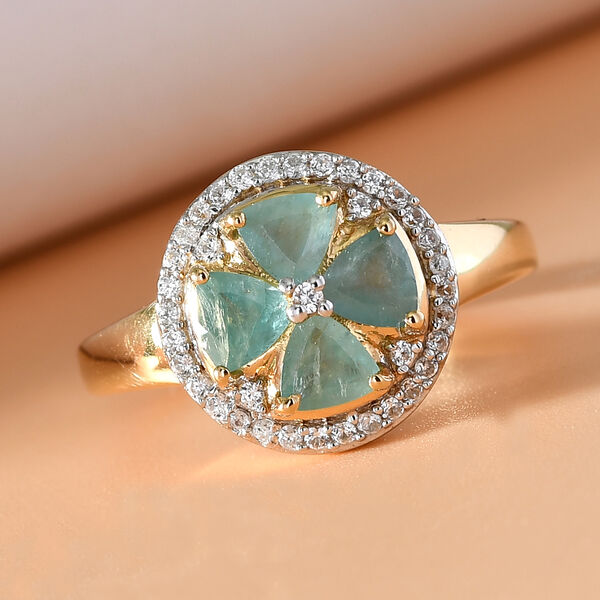 Grandidierit und Zirkon Ring 925 Silber vergoldet  ca. 1,24 ct image number 2