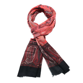 LA Marey, 100% Cashmere Wool Scarf, colour -offwhite/orange, Size -70X 190 CM