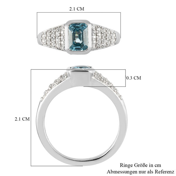 Kambodschanischer blauer und Wei&szlig;er Zirkon Ring 925 Silber platiniert image number 9