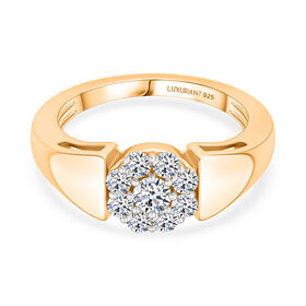 LUXURIANT DIAMOND - Lab Grown Diamant SI-GH Ring 925 Silber 750 Gelbgold Vermeil (Größe 19.00) ca. 0.50 ct