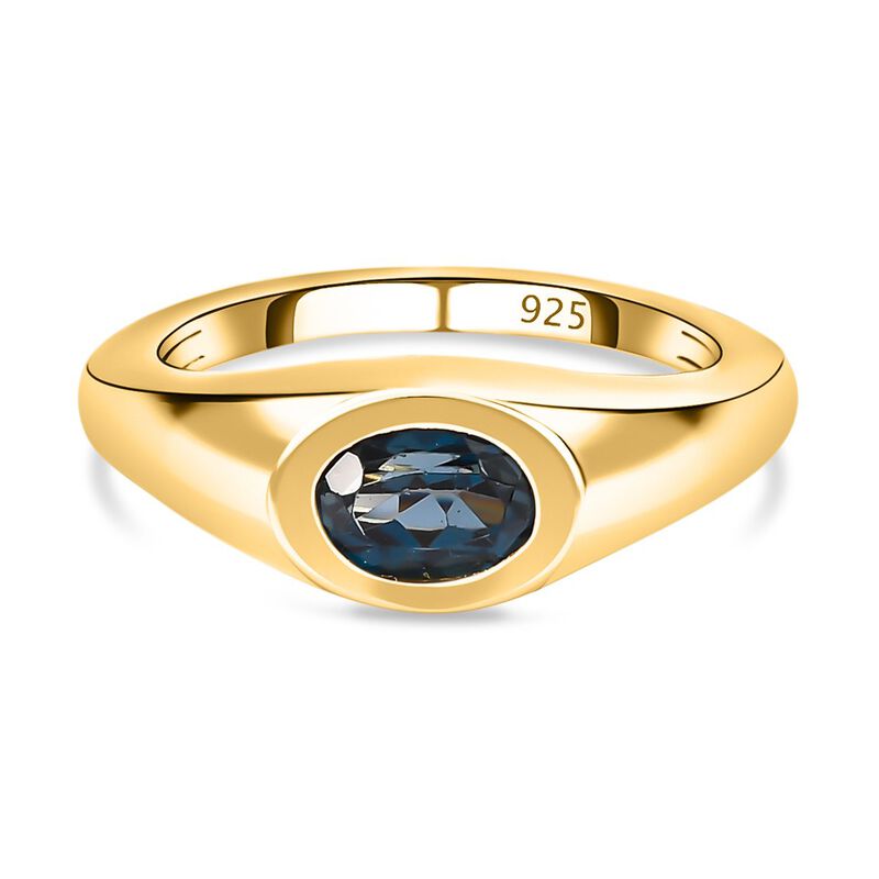 London Blautopas Ring, 925 Silber vergoldet, ca. 0.91 ct image number 0
