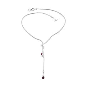Roter Granat Halskette ca. 45 cm 925 Silber ca. 5,48 ct.