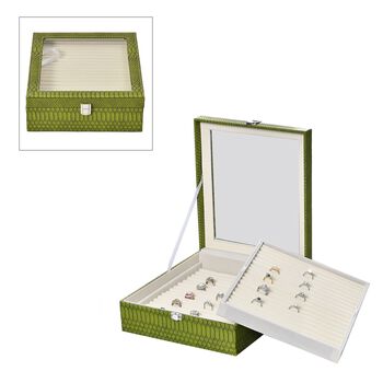 2-lagige Schlangenhaut-Design Ringkaste f&uuml;r 300 Ringe 30.5x27x8.5cm, Gr&uuml;n