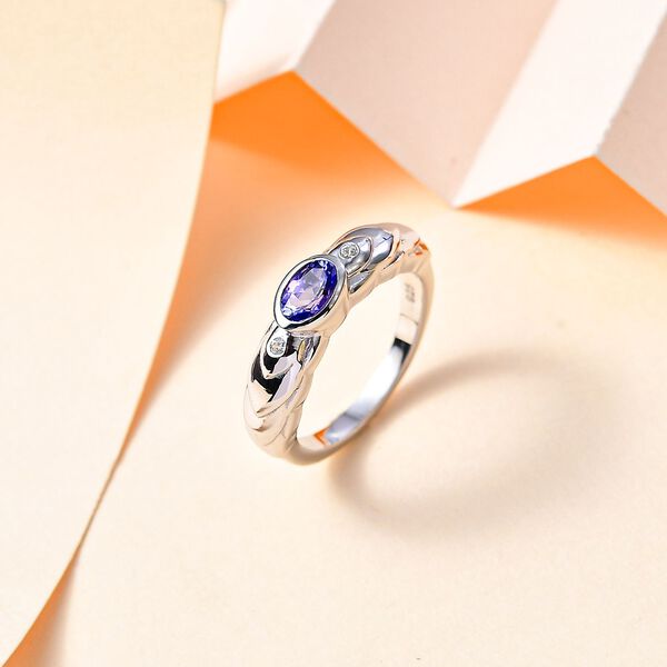 Tansanit und Zirkon Ring - 0,55 ct. image number 2