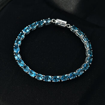 EXKLUSIVES ANGEBOT London Blau Topas Armband ca. 19 cm 925 Silber rhodiniert ca. 22.63 ct