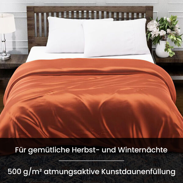 Serenity Night: Premium-Kollektion Herbst-Winter-Steppdecke aus 100 % Bambus mit hochwertiger Kunstdaunenf&uuml;llung &ndash; 135 x 200 cm, Kupferfarben image number 4