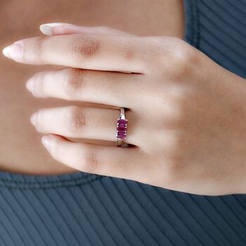 Afrikanischer Rubin (Fissure gef&uuml;llt) Ring, 925 Silber platiniert (Gr&ouml;&szlig;e 19.00) ca. 1.04 ct