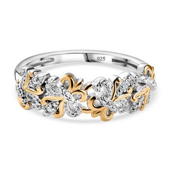 Floraler Ring, 925 Silber mit zweifarbiger Beschichtung