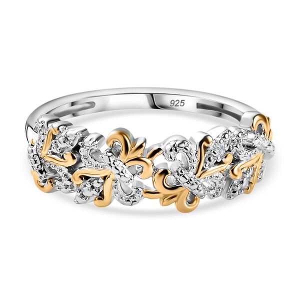 Floraler Ring, 925 Silber mit zweifarbiger Beschichtung