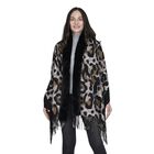 Damen Kunstfell Kimono, Leopardenmuster, Einheitsgröße Schwarz