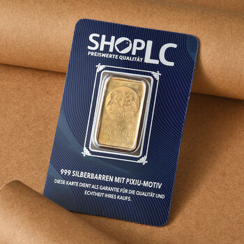999er Silber-Barren mit Pixiu-Motiv, 916er vergoldet mit E-Beschichtung, 5g