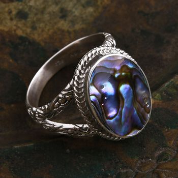 Royal Bali - D Joy Abalone Muschel Ring 925 Silber (Gr&ouml;&szlig;e 17.00) ca.