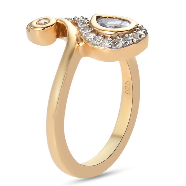 Tansanit und Zirkon Ring 925 Silber vergoldet  ca. 0,65 ct image number 5