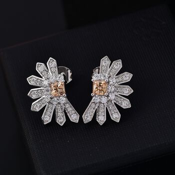 J Francis gefertigt mit SWAROVSKI- Gelber und wei&szlig;er Swarovski Zirkonia Ohrringe