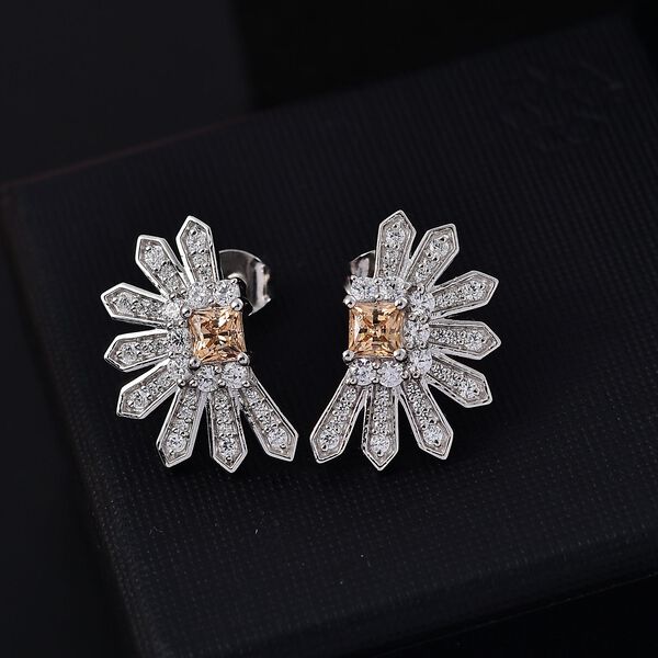 J Francis gefertigt mit SWAROVSKI- Gelber und wei&szlig;er Swarovski Zirkonia Ohrringe image number 2