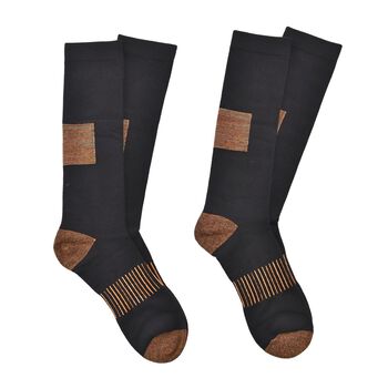 2er-Set Kupferfaser-Kompressions-Strumpfe, Antibakteriell und Anti-Geruch, S/M (36-40), Schwarz