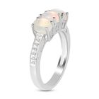 Natürlicher Äthiopischer Opal und Zirkon 3 Stein Ring 925 Silber Platin-Überzug image number 4