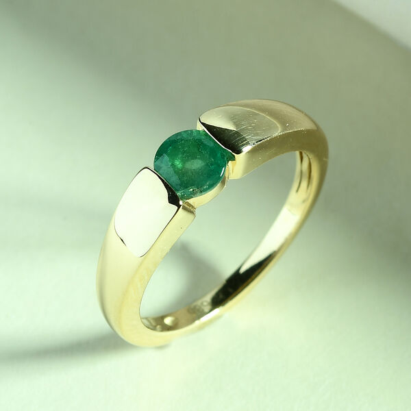 AAA Kagem sambischer Smaragd-Ring, 585 Gelbgold ca. 0,47 ct image number 2
