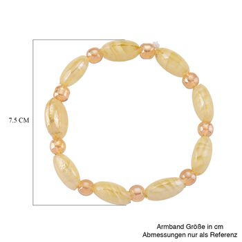 Champagner Kristall, Champagnerfarbenes Murano-Stil Glas Armband ,Flexibel