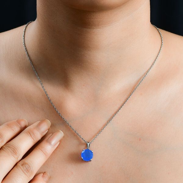 Blauer Onyx Anhänger mit 50cm Kette - 5 ct. image number 2