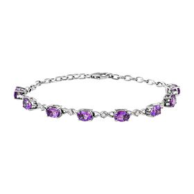 Natürliches, marokkanisches Amethyst und Zirkon-Armband, 925 Silber platiniert, 6,22 ct.