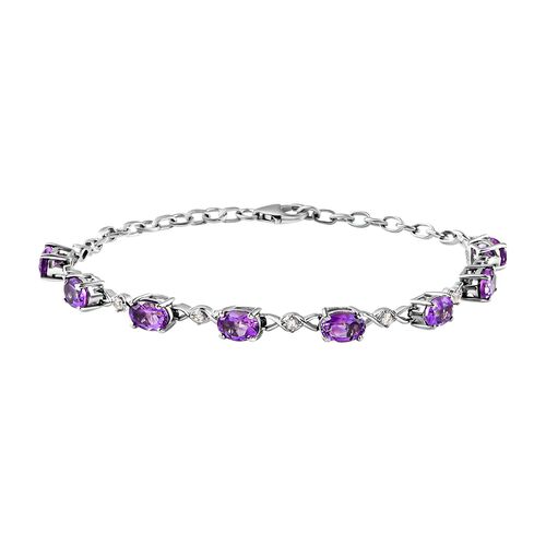Natürliches, marokkanisches Amethyst und Zirkon-Armband, 925 Silber platiniert, 6,22 ct. image number 0