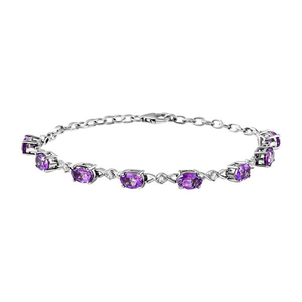 Natürliches, marokkanisches Amethyst und Zirkon-Armband, 925 Silber platiniert, 6,22 ct. image number 0