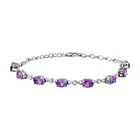Natürliches, marokkanisches Amethyst und weißes Zirkon Armband, 925 Silber platiniert ca. 6.22 ct