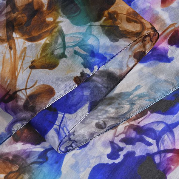 LA MAREY - bedruckter Seidenschal, 180x110 cm, Grau und mehrfarbig image number 3