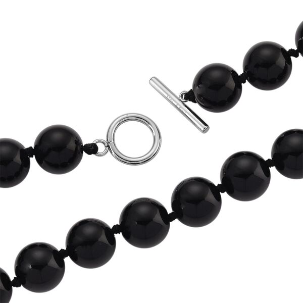 Schwarzer Glasachat Halskette ca. 50 cm 316L Edelstahl ca. 380,00 ct. image number 4
