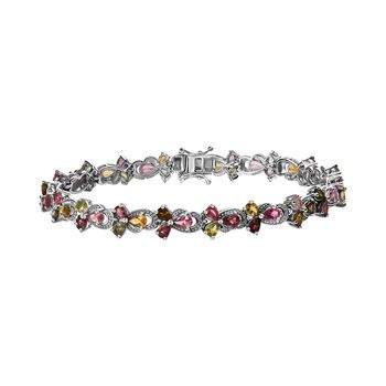 Nat&uuml;rlicher mehrfarbiger Turmalin Armband ca. 20 cm 925 Silber platiniert ca. 8.84 ct