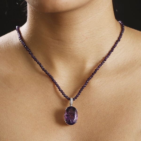 Afrikanischer Amethyst und Zirkon Anhänger mit 50cm Kette - 75,57 ct. image number 3