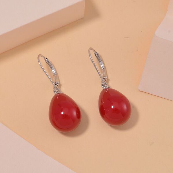 Rote Muschelkernperle Ohrringe 925 Silber rhodiniert image number 2