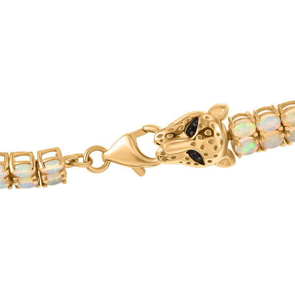 D'Joy AA Nat&uuml;rlicher, &auml;thiopischer Welo Opal, Schwarzer Spinell Armband ca. 19 cm 925 Silber 750 Gelbgold Vermeil ca. 7.96 ct image number 5