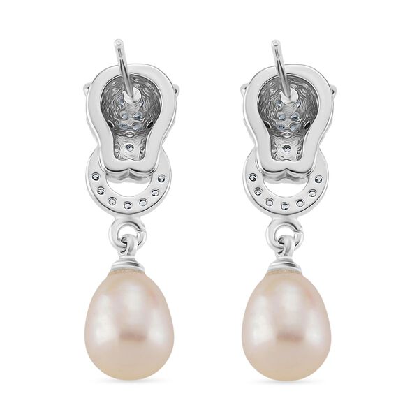 Weiße Süßwasser Perle, Zirkonia Ohrringe, Nickelfreies Messing image number 5