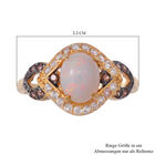 Natürlicher Äthiopischer Opal, Champagner und Weißer Zirkon Ring 925 Silber vergoldet  ca. 1,90 ct image number 4