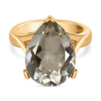 Prasiolite, Wei&szlig;er Zirkon Ring, 925 Silber vergoldet (Gr&ouml;&szlig;e 21.00) ca. 9.04 ct