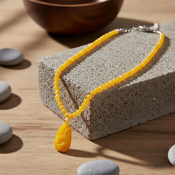 D'Joy Honig Jade Halskette, Flexibles, 925 Silber Vergoldet (10-15 Werktage Lieferzeit) ca. 350.00 ct