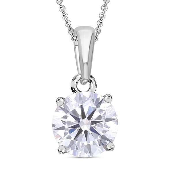 LUXURIANT SGL zertifizierter SI-GH Labor Rund-Diamant Anh&auml;nger mit 50cm Kette, 925 Silber rhodiniert - 1 ct.