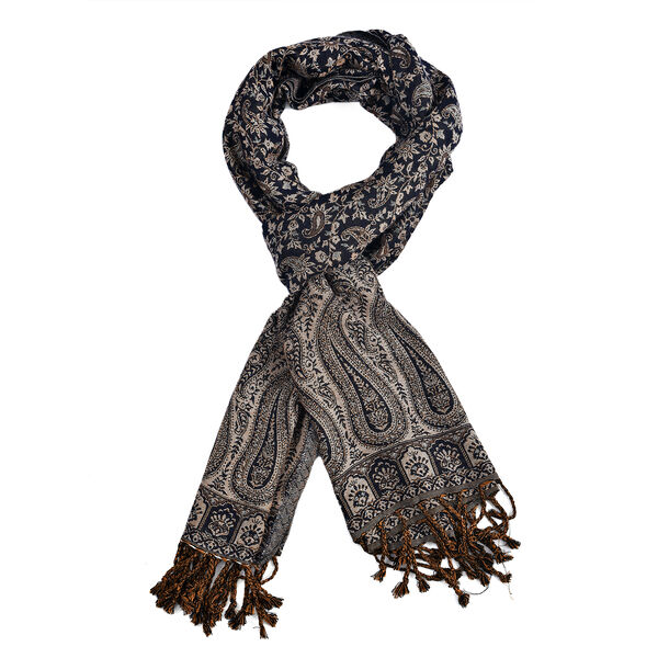 Gewebter Viskose Jamawar Schal, Gold image number 4