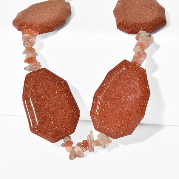 EverTrue Gold Sandstein und Sonnenstein 45cm Halskette - 490 ct.