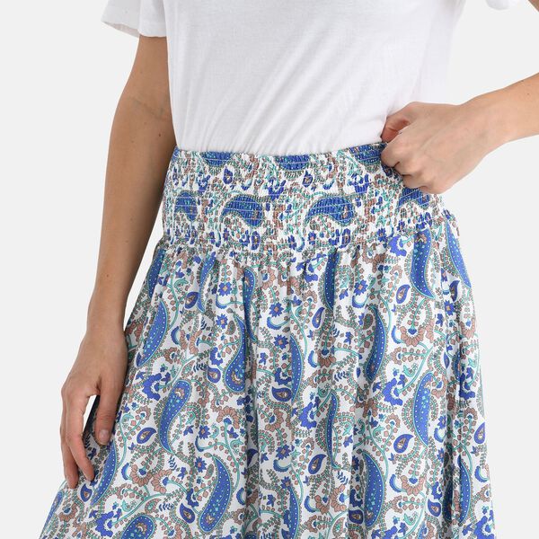 Gesmokte Taillen-Culottes mit Paisleymuster, Einheitsgröße, Blau image number 4